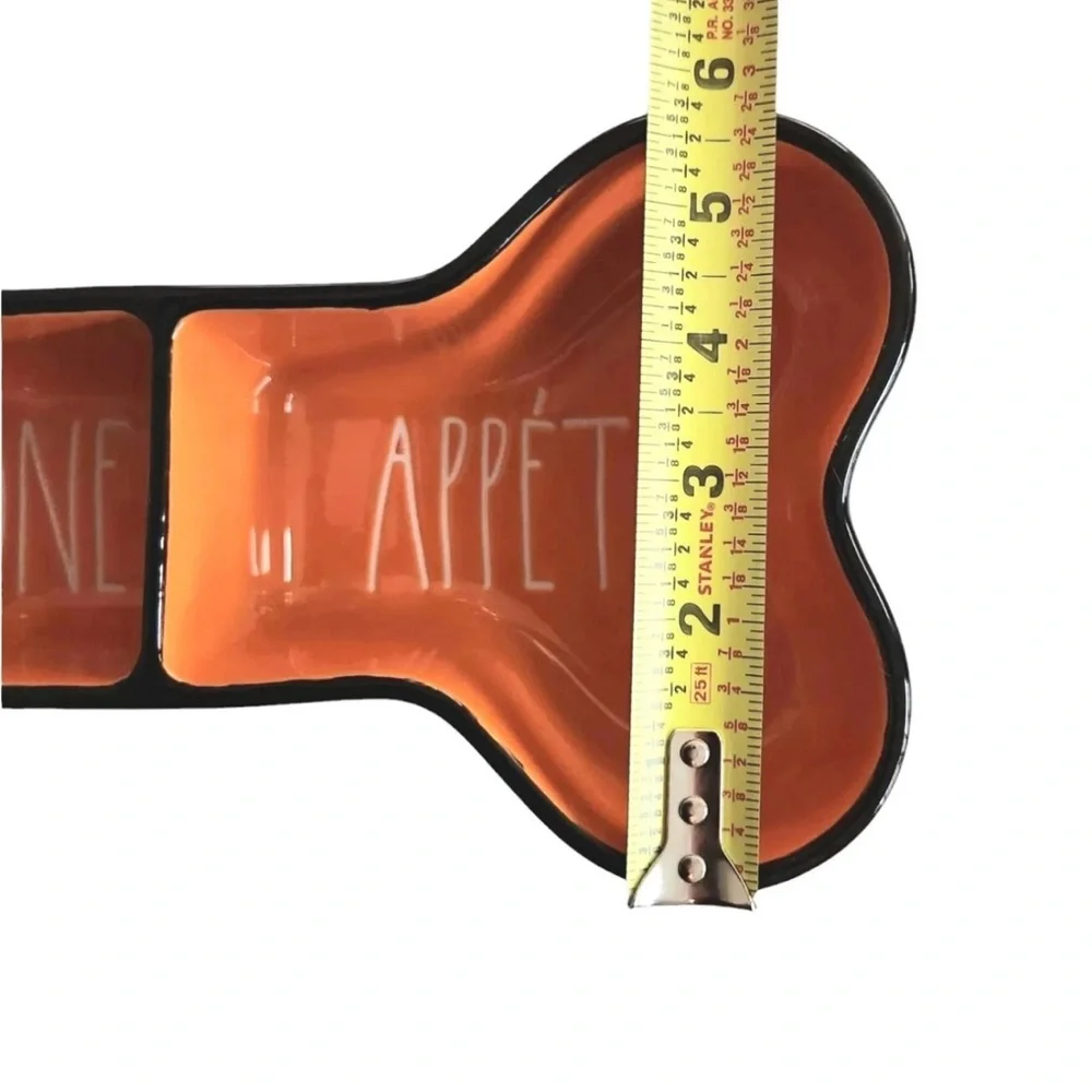 Rae Dunn Orange and Black Bone Appétit Dog Bowl
